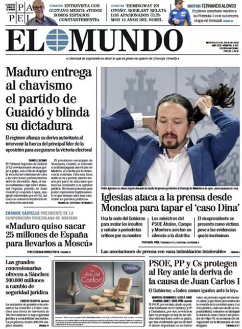 Las Portadas De Los Peri Dicos Del Mi Rcoles De Julio De