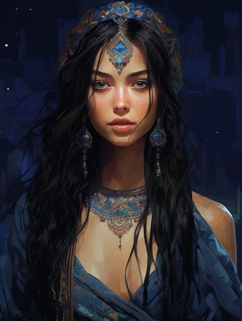 Premium Ai Image An Illustration Of A Woman With Long Black Hair And