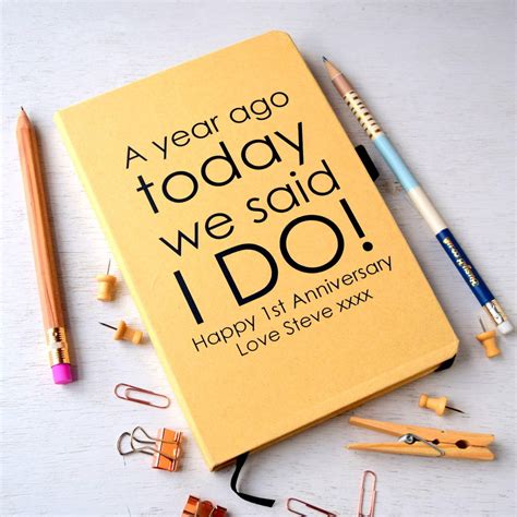 1 year anniversary, traditional gift is paper. Personalised First Anniversary Paper Notebook By The ...