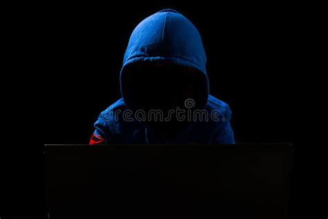 Faceless Hacker Using Computer Stock Image Image Of Digital Human