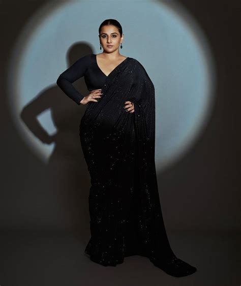 Vidya Balan Looks Classy In A Black Sequinned Saree At An Event