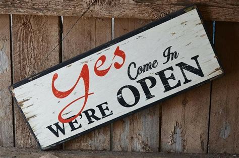 Yes Were Open No Were Closed Distressed Large Wood Sign Shabby Ebay