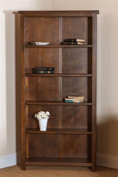 Baltia Dark Wood 5 Shelf Bookcase Solid Wood Tall Bookcase Display Ebay