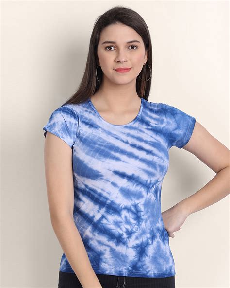 Buy Womens Royal Blue Cotton Ombre Tie And Dye T Shirt For Women Blue