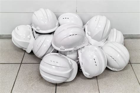 New White Construction Helmets The White Safety Helmet Stock Image