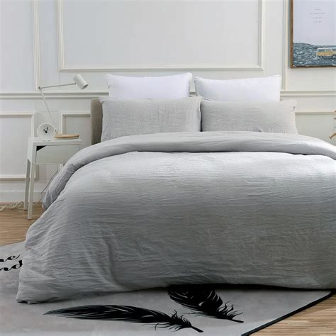 Light Grey Super Soft Pre Washed 3pcs Bedding Usa Queen King Size Duvet