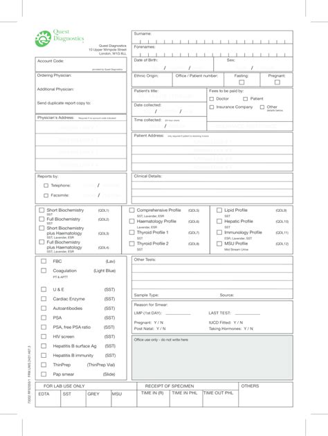 Quest Requisition Form Printable Printable Form Templates And Letter