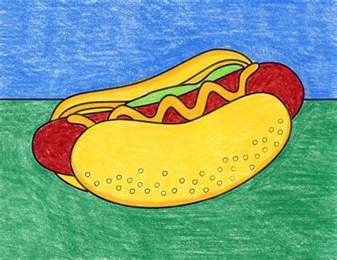 Easy How To Draw A Hot Dog Tutorial And Hot Dog Coloring Page · Art