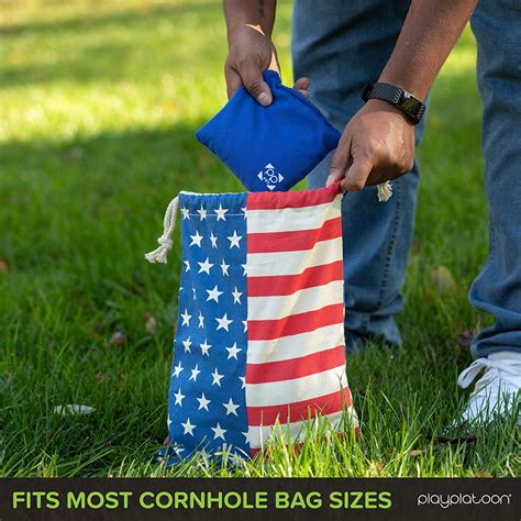 Play Platoon Cornhole Bag Holder Navy Blue Tote Bag For Carrying Co