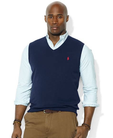 Lyst Polo Ralph Lauren V Neck Merino Wool Sweater Vest In Blue For Men