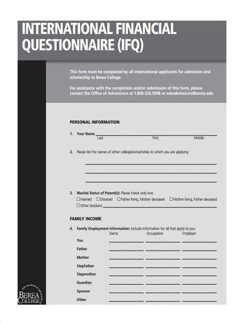 Free 9 Financial Questionnaire Forms In Pdf Ms Word