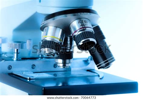 Close Microscope Lenses Focused On Specimen Stock Photo Edit Now 70064773