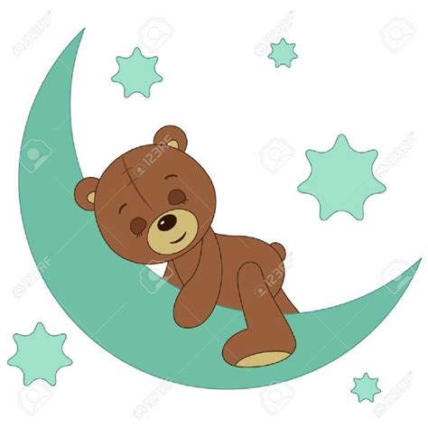 Teddy Bear Sleeping On A Moon Royalty Free Cliparts Vectors