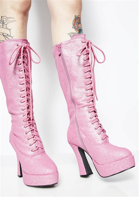 Pink Glitter Gogo Boots Dolls Kill
