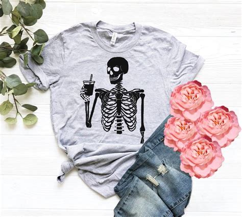 Drinking Skeleton Shirt Skeletons Happy Halloween T Shirt Etsy