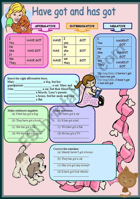 Have Got And Has Got Worksheet Learn English English Grammar Learn