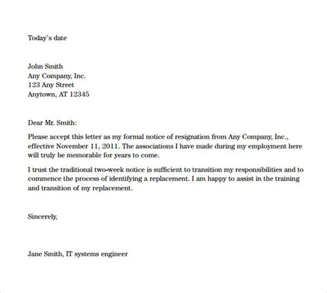 42 Free Download Letter Of Resignation Template Effective Immediately