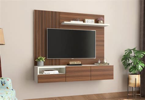 Buy Hailey Engineered Wood Wall Mounted Tv Unit With Shelf And Drawers