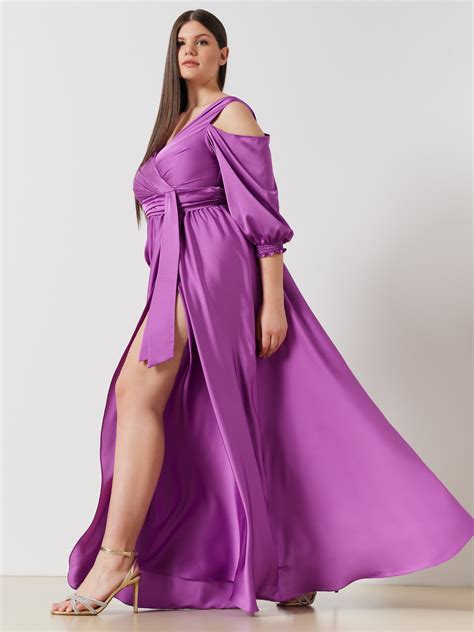 curvy full length satin dress