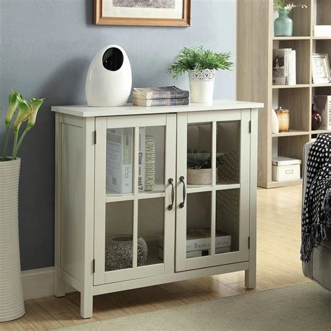 Usl Olivia White Accent Cabinet And 2 Glass Doors Sk19087c2 Pw The