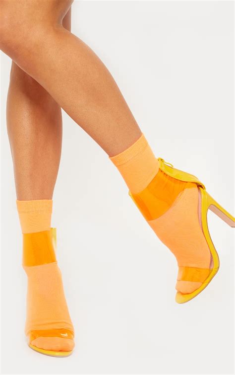 Neon Orange Ankle Socks Accessories Prettylittlething Ca