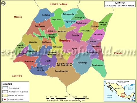Mapa De Morelos Estado De Morelos Mexico