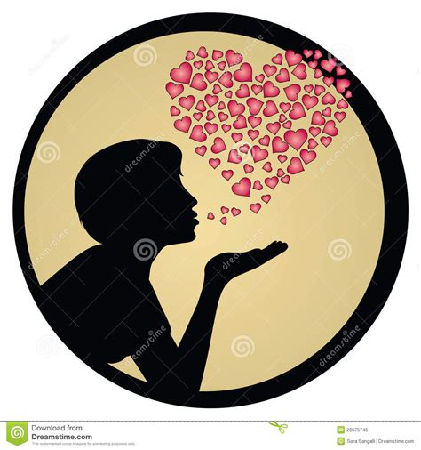 Girl Blowing Kiss Silhouette Royalty Free Stock Photo