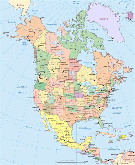 North America Map Showing States Map Of World