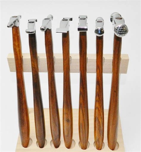 7 Piece Hammer Set With Wood Stand Jewelry Making Tool Metal Forming