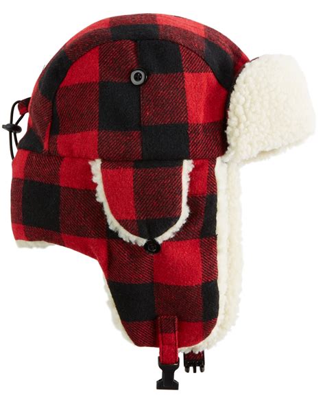 Dorfman Pacific Mens Buffalo Plaid Fleece Lined Trapper Hat In Red