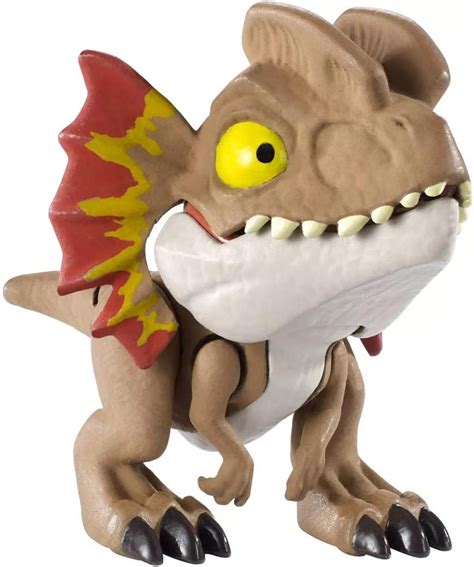 Jurassic World Snap Squad Dilophosaurus Small Scale Collectible Dinosaur ~ Wave 5 ~ Brown