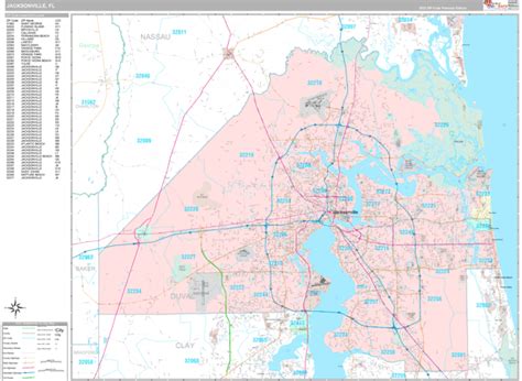 Jacksonville Florida Wall Map Premium Style By Marketmaps Mapsales