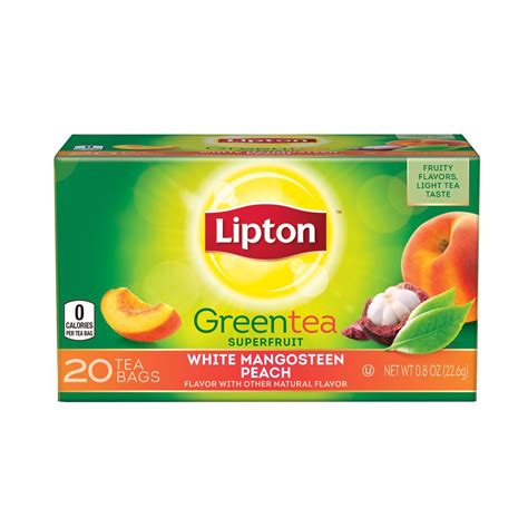 Lipton Green Tea Bags White Mangosteen Peach 20 Ct Pack