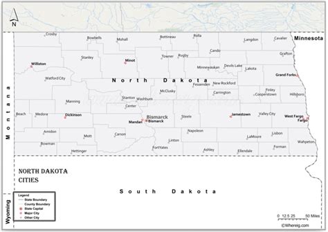 Map Of North Dakota Cities And Towns List Of Cities In North Dakota
