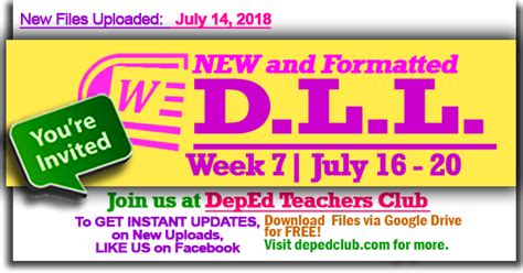 Week 7 1st Quarter Daily Lesson Log The Deped Teachers Club Winder