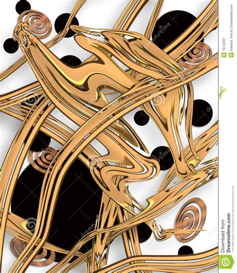 Modern Art Gold And Black Abstract Stock Image Image