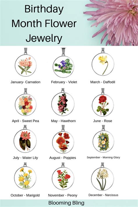 Birthday Month Flower Jewelry Birthday Month Flowers Flowers For