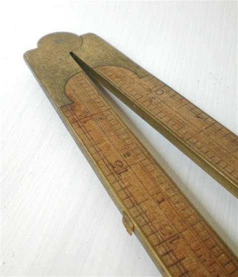 Vintage Folding Ruler Brass Wood By Gallivantsvintage On Etsy