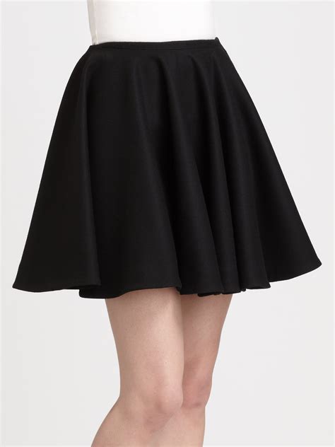 Alexander Mcqueen Wool Godet Mini Skirt In Black Lyst