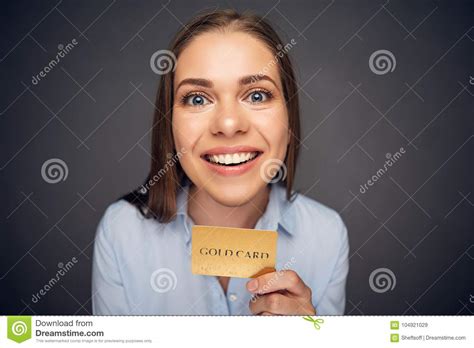 For example number 4 for visa. Funny Face Portrait Of Business Woman Holding Credit Card. Stock Image - Image of customer, gold ...