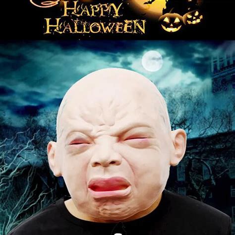 Halloween Scary Crying Baby Masks Latex Silicon Weeping Realistic Old