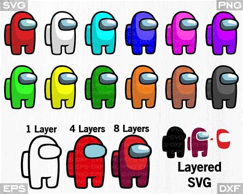 Among Us Layered Svg Clipart Svg Instant Download Among Us Svg Cutting