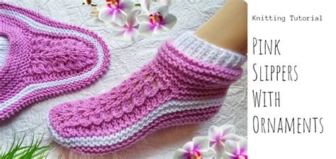 Knit Pink Slippers With Ornaments