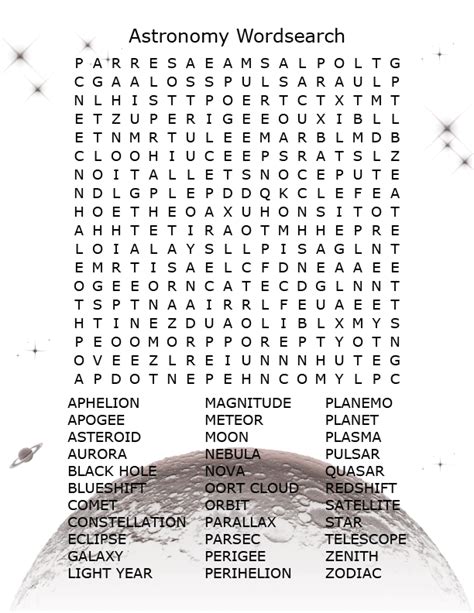 Outer Space Word Search Free Printable Printable Space Word Search