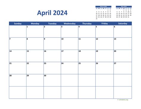 April 2024 Calendar Classic