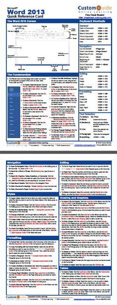 Free Access 2016 Cheat Sheet Microsoft Word Lessons Computer Help