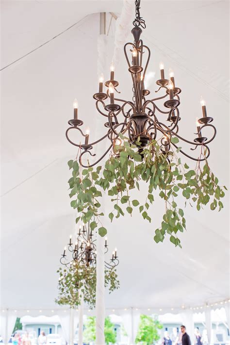 Greenery Hanging In Chandeliers Wedding Tent Decoration Ideas Foral