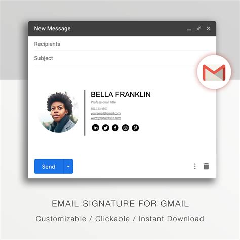 Gmail Email Signature Template A Modern Email Signature Etsy