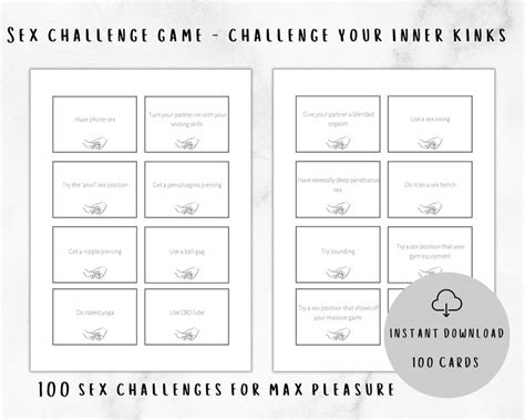 100 Sex Challenges Printable Couple Intimacy Game To Explore Etsy