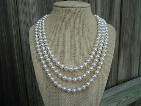Three Strand Pearl Necklace 17 19 21 Inches Triple Strand